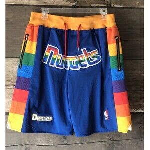 Denver Nuggets Shorts Men L Blue Rainbow Just Don 91-92 Retro Mesh Basketball